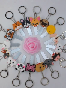 5 piezas, Lindo estuche de animal para llavero, Tapa protectora Llavero Llavero - Multicolor - Ver 7