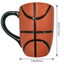 Ceramic Coffee Mug Drinking Cup, High-Quality Wine Cups, 11OZ Basketball-Shaped Ceramic Coffee Cups - Hand Wash Only, Heat-Resistant, Reusable, The Perfect Gift For Coffee Lovers - Perfect Gifts For Christmas, Thanksgiving, Valentine's Day, And Sports Enthusiasts, Also Suitable For Juice, Milk, And Coffee,Sports Style, 4PCS - Orange - View 6