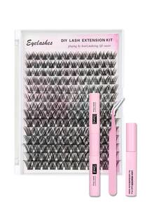 730片、280片、168片、162片、120片单根假睫毛套装，9-16毫米混合单根假睫毛套装，含睫毛粘合剂和密封剂、睫毛镊子，新手友好型假睫毛，大容量单根假睫毛套装，睫毛嫁接套装，适合日常通勤或节日庆典DIY睫毛妆容设计，睫毛镊子，假睫毛，睫毛套装 - 彩色 - 查看 14