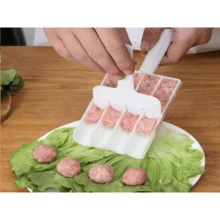 1 khuôn làm thịt viên hình tứ giác, 3 khuôn làm thịt viên hình cầu, khuôn làm thịt viên dùng một lần, thìa làm thịt viên đa năng chống dính kèm thìa cắt, dụng cụ nhà bếp để làm thịt viên, cơm viên, cá viên, kem viên, hạt dưa. - Nhiều màu - Xem 5