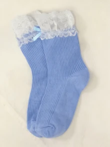 1/4 Đôi tất dài đến bắp chân kiểu Lolita ballerina mùa xuân/hè, phối ren và nơ, ngọt ngào, đa năng. - Nhiều màu - Xem 13