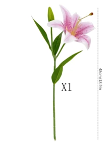 1/3/6支仿真百合花，48厘米假花，适用于墙面、客厅、卧室、婚礼、派对装饰、桌面摆件、家居、桌面装饰、厨房、婚礼、餐桌摆件、中心装饰品、办公室、花园、户外、房屋、庭院装饰，春夏秋冬皆宜。 - 淺紫色 - 查看 9