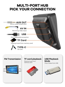 REMAX 7-Inch Car Multimedia Video Player, Supports Wireless CarPlay And Wireless Android Auto, Portable Universal Car Display Monitor With Camera, Car MP5 Player, Suitable For Fiat 500, Plug And Play, Stable And Classic Choice - M15 - View 9