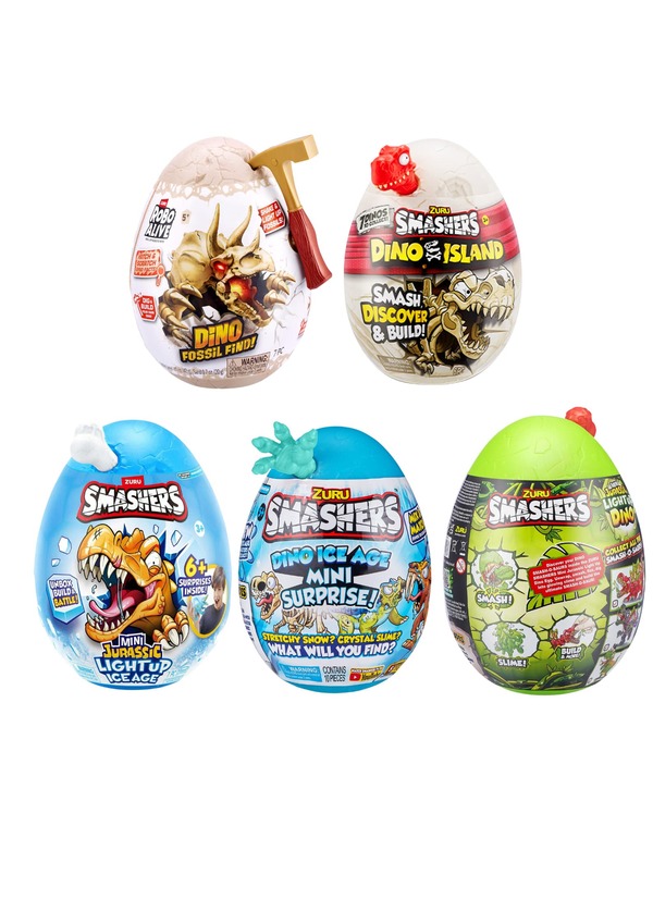 Huevo sorpresa Smash Dino de ZURU, juguete de figuras coleccionables de dinosaurios con múltiples capas para descubrir y excavar, juguetes de T-Rex, ideal para niños y niños, ¡regalo perfecto para las fiestas! (Estilo aleatorio)