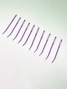 10pcs Curved Bent Tip Knitting Needles, Rust-Resistant Aluminum Alloy Large-Eyed Design, Multi-Color Options, Easy To Operate, Suitable For Sweater Repair, Handcraft Knitting, Clothing Edging, Home Textile Mending, Plush Doll Making, Etc. - Large-eye Aluminum Bent Needle - View 12