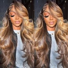 Highlight Ombre Lace Front Wigs Human Hair Glueless Wigs 13x4 Body Wave Frontal Wigs Human Hair Pre Plucked With Baby Hair 200% Density 4/27 Colored Honey Blonde Lace Front Wig For Women - S4/27 - 查看 2