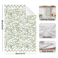 2pcs Simple Daily Green Leaf "Sweet Home" Pattern Kitchen Towels, Soft Polyester Material Dish Cloths, Suitable For Kitchen Decor, Cleaning, Holiday Party Decoration, Kitchen & Bathroom Essentials, Home Decor, Housewarming Gift - Multicolor - View 4