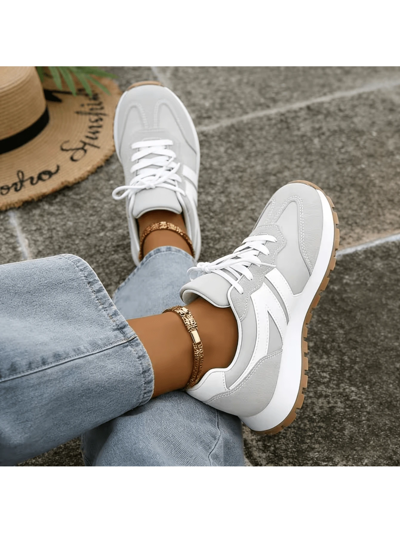 Sneakers For Women Fashion Tennis Shoes Casual Athletic Solid Color Low Top Lace Up Plain Toe Fabric Inner PVC Sole For Outdoor Walking Office Travel Spring Fall Womens Sandals Orange Sandals Flip Flops Wedge Heels For Women Jelly Sandals Women Platform Heels Botas Vaqueras Para Mujeres Jelly Sandals Birkenstocks Sandalias De Plataforma Mujer Zapatillas Sandalias De Tacón Zapatos De Vestir Mujer Tacones De Mujer Elegantes Zapatos Elegantes De Mujer Zapatillas Para Mujer Zapatillas Elegantes De Mujer\For Regular Foot Types, Just Order Your Usual Sneaker Size - 灰色 - 查看 1