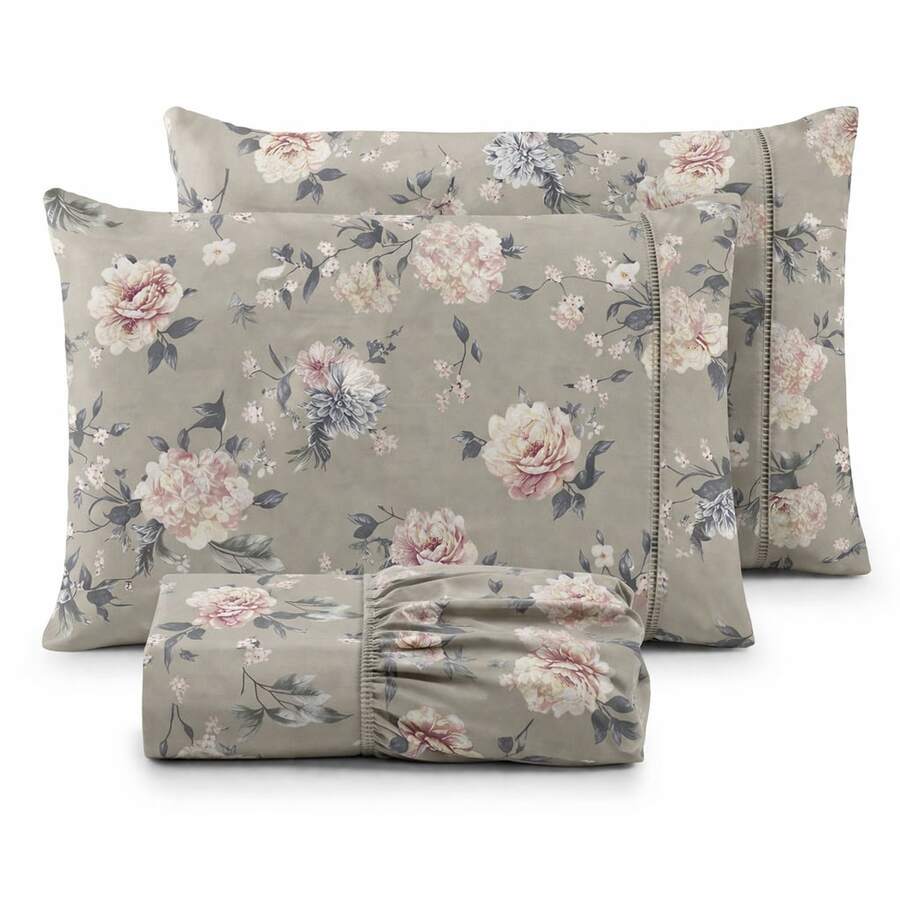 400 Thread Count Micropercal Bedding Set With Hemstitching, Double, Queen, And Single Sizes, Printed, Extra Soft And Comfortable Touch. - Màu Khaki - Xem 1