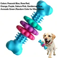 Durable Rubber Bone-Shaped Dog Toy, Suitable For Small And Medium Dogs, Helps Relieve Gum Discomfort, Pet Play Toy - Multicolor - View 8