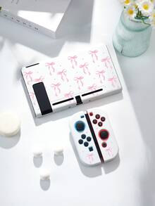 Funda protectora de 2a generación para Switch 2025, con patrón de lazo rosa y lunares, carcasa protectora transparente con brillo, compatible con Switch 2/Switch NS/Switch OLED/Lite, accesorios para Switch, juego completo, bolsa de almacenamiento, mejor regalo compatible con jugadores de Switch - Multicolor - Ver 16