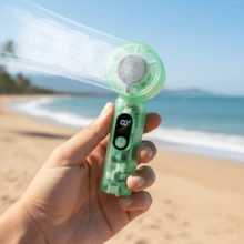 Mini Dispositivo de Resfriamento Facial de Mão - Turbina, Bateria Recarregável de 1800mAh, Carcaça, Visor LED, Almofada de Resfriamento, Ventilador Pessoal, Ideal para Viagens, Atividades ao Ar Livre e Camping - Excelente Presente para Homens e Mulheres - Multicolorido - Visão 7