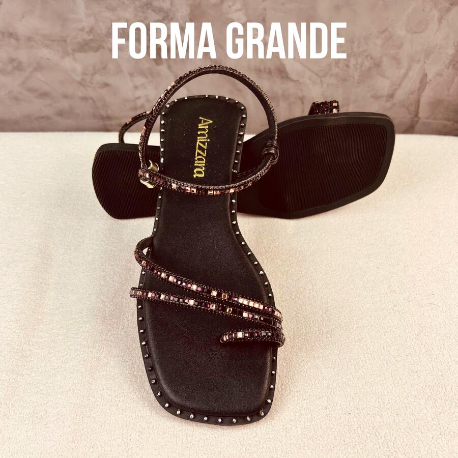 Amizzara Women's Flat Sandals Exclusive Adjustable Shiny Rhinestone Straps Colorful Comfortable Casual - 黑色 - 查看 1