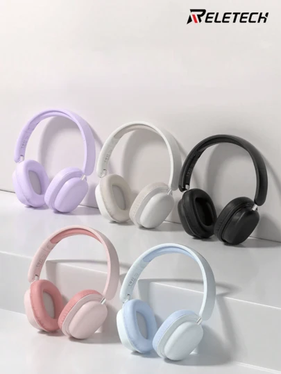 Reletech T1蓝牙无线耳机，最低支持蓝牙5.3，完全无线设计，支持ANC主动降噪和ENC被动降噪，可通过3.5mm音频线连接，低延迟，时尚外观，适合旅行、学校、聚会、听音乐、送礼、男女通用、兄弟情谊、节日和生日礼物，苹果用户首选，适用于台式电脑。