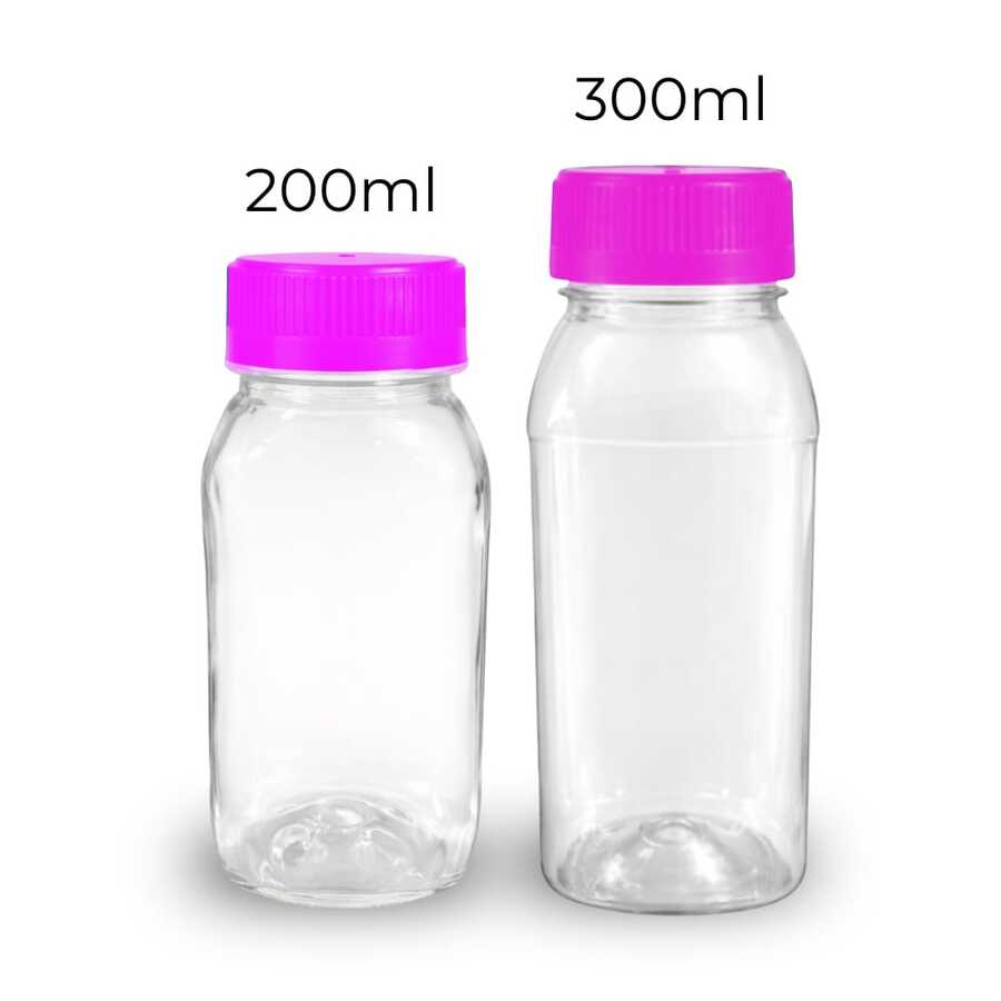 10 PET Bottles 200ml / 300ml With Lid For Juices And Sugar Cane Juice Direct From The Factory - Baby Pink - View 1