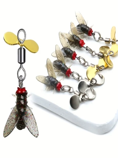 5 mồi câu cá Bionic có cánh quạt - Móc câu xoay, thích hợp cho cá hồi, cá trrout, cá vược - Cấu tạo bằng PVC, thiết kế màu vàng, thích hợp cho cả nước mặn và nước ngọt.