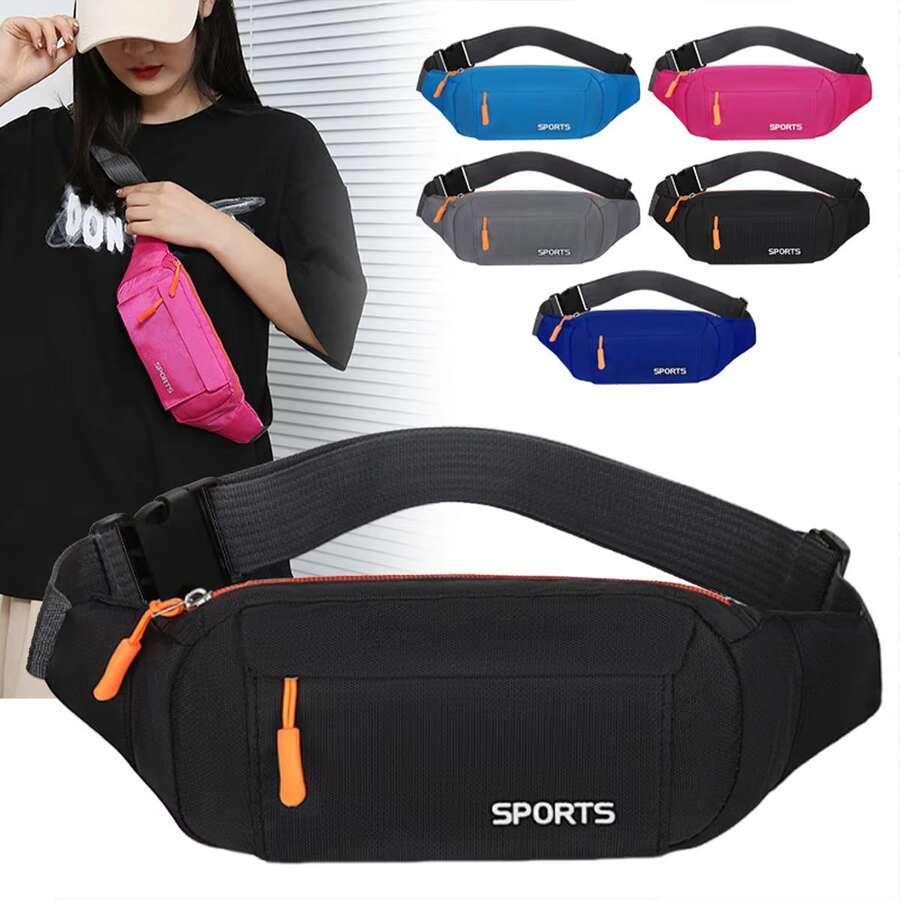 Bolsa de cintura/bandolera unisex con correa de hombro ancha ajustable, cinturón deportivo multifuncional, bolsillo para teléfono celular, billetera, llavero, mochila impermeable para viajes, senderismo y vacaciones. - Multicolor - Ver 1