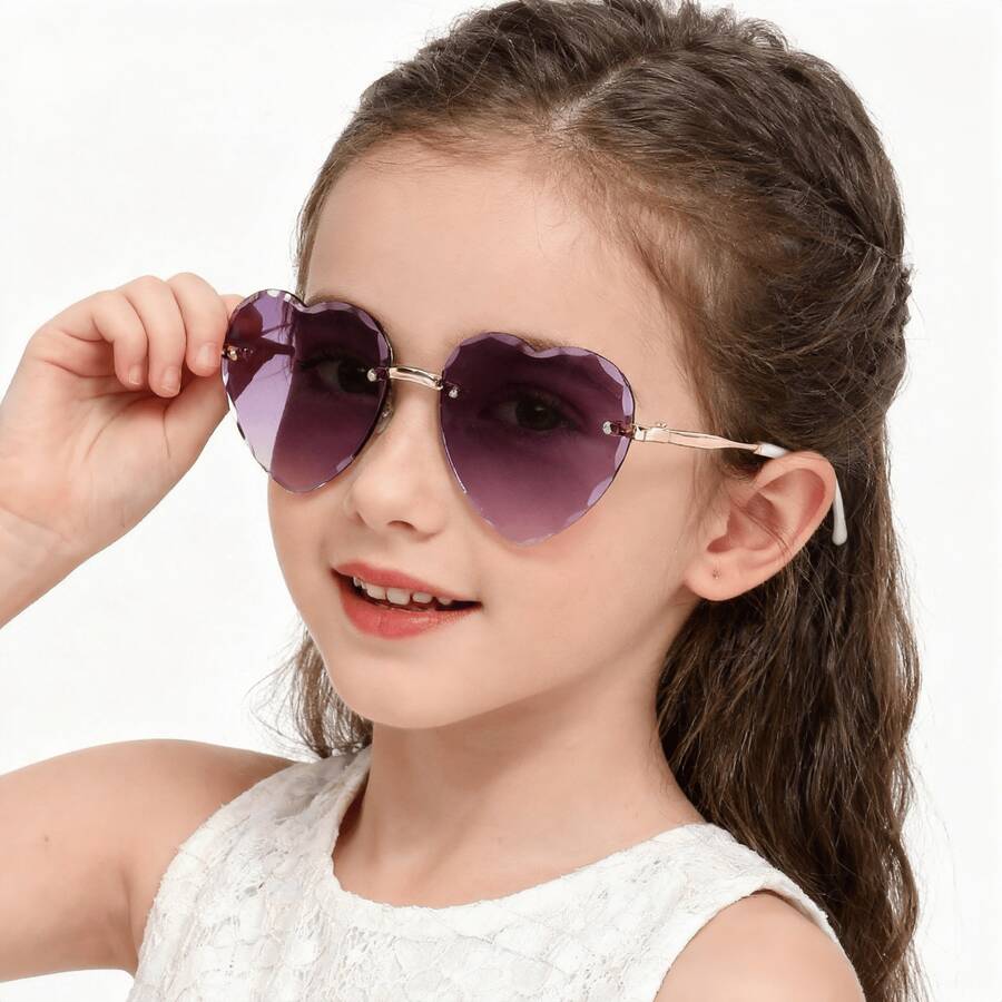 1 par de gafas con forma de corazón para niños, gafas decorativas lindas y de moda para uso casual - Multicolor - Ver 1