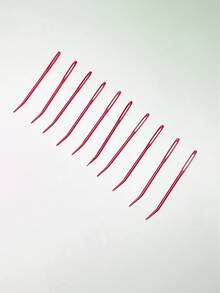 10pcs Curved Bent Tip Knitting Needles, Rust-Resistant Aluminum Alloy Large-Eyed Design, Multi-Color Options, Easy To Operate, Suitable For Sweater Repair, Handcraft Knitting, Clothing Edging, Home Textile Mending, Plush Doll Making, Etc. - Large-eye Aluminum Bent Needle - View 8