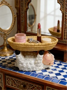 1pc INS Style Elegant Sheep Tray, Essential Middle Eastern Home Decor, Vanity Makeup Storage/Incense Holder, Muslim Women's Aesthetic Desktop Decor, Cross-Border Hot Seller, Room Decoration, Handicraft, Resin Statue, Decorative Vase, Gardening, Dining Table Decor, Cafe, Bookshelf, Gift - Multicolor - View 6