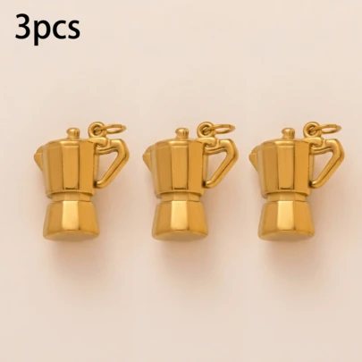 Bộ 3 mặt dây chuyền hình ấm đun nước mùa hè, kiểu dáng cổ điển cao cấp, mạ vàng 18K PVD, chất liệu thép không gỉ, chống thấm nước và mồ hôi, dùng để làm khuyên tai, vòng tay, dây chuyền, phụ kiện, thích hợp cho DIY, dây chuyền túi xách, móc khóa, phụ kiện trang sức DIY, trang sức nữ và phụ kiện trang sức quyến rũ.