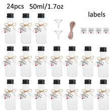 Bộ 24 chai rượu mini có nắp, 4 chai/chai nhỏ, kèm 2 phễu, quà tặng kỷ niệm ngày cưới có nhãn cảm ơn, có thể tái sử dụng với nhiều dung tích khác nhau, thích hợp làm quà lưu niệm cho tiệc công viên nước/bể bơi, trang trí tiệc sinh nhật, quà lưu niệm du lịch/tuần trăng mật cho các cặp đôi, tiệc nướng ngoài trời và quà tặng ngày lễ phiên bản giới hạn. - Trong suốt - Xem 14