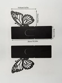 1 Stück Cut Out Metall-Schmetterling-förmiger Buchständer, L-förmiger Metall-Buchstütze, Heim-Dekoration Bücherregal, dekorative Tisch-Ornamente - Verschiedenfarbig - Übersicht 2