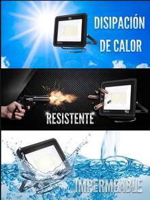 Reflector LED Ajustable de 150w con Grado de Protección Ip66 Alta Potencia Ultra Delgado Slim para Exteriores del Hogar Alta Iluminación Ajustable Rotación de 180 Grados con Chip LED Premium para el Jardín con Disipación del Calor Impermeable con Diseño Ergonómico Ligero - Negro - Ver 9