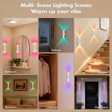 2/4/6packs RGB Motion Sensor LED Lights For Bedroom Decorative Lighting, With Automatic, USB Rechargeable Night Light, Multiple Adjustable Colors For Living Room, Bedroom, Hallway, Bedside, Stairs, Cabinets, Wardrobes, RV Interior Lighting Decor - ánh sáng màu - Xem 8