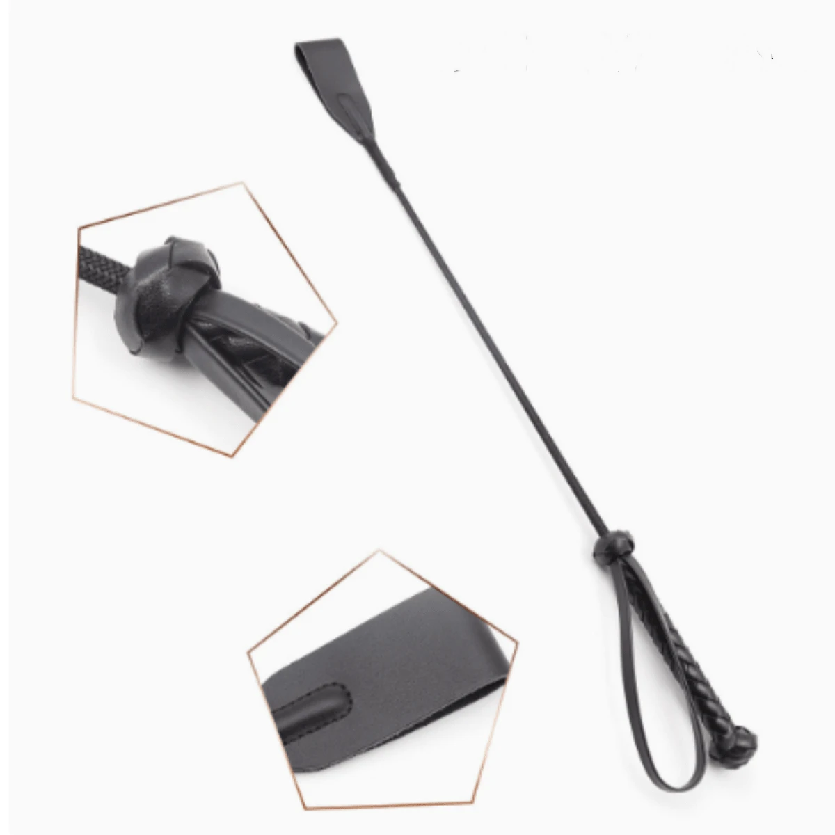 1 pieza Fusta de cuero hecha a mano, utilería de escenario - Negro - Ver 1