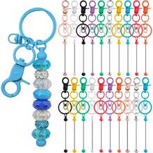 20pcs Assorted Beaded Keychain Kit - DIY Keychain Making Supplies With Metal Blanks, Suitable For Crafts, Jewelry, Accessories, Customization Projects - Blank Chains For Beaded Keychain Design (Silver/Colorful/Black) - Set - View 1