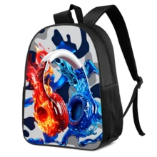 15-Inch Robot Themed Backpack, Headphone Print Rucksack, Suitable For School, Party, Daily Use, Oxford Cloth Durable Material Washable, Unisex - 15 Inch Backpack - View 17