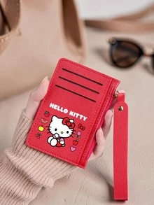 SANRIO 1个可爱Hello Kitty印花零钱包，带拉链和腕带，多卡位女士卡包，送给朋友和家人的完美礼物，女士钱包，迷你钱包，小钱包，卡包，旅行必备，夏季节日，毕业典礼，教师节礼物，生日礼物，母亲节礼物 - 彩色 - 查看 10
