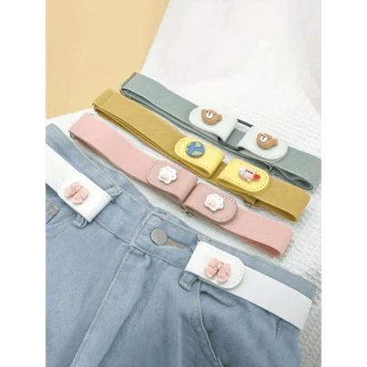 1pc Cartoon Elastic Invisible Belt, Stretchable Seamless Waist Belt, Adjustable Waist Belt For Jeans, Includes Belt Connector Buckle