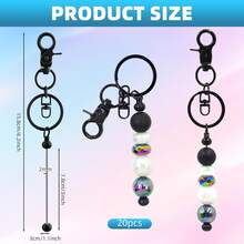 20pcs Assorted Beaded Keychain Kit - DIY Keychain Making Supplies With Metal Blanks, Suitable For Crafts, Jewelry, Accessories, Customization Projects - Blank Chains For Beaded Keychain Design (Silver/Colorful/Black) - Set - View 22