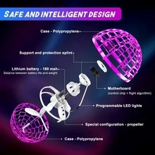UFO Flying Ball Toy, Magic Hovering Ball, Boomerang, 360° Rotating Cosmic Ball, Flying Gyro, Hand-Controlled Mini Drone With LED Lights, Cool Toy Gift - Spherical - View 5