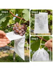 50/100 túi lưới chống côn trùng thoáng khí, dây rút ẩn, thích hợp cho cây ăn quả, bảo vệ táo, nho khỏi chim, sâu bệnh và hươu nai. - Nhiều màu - Xem 5