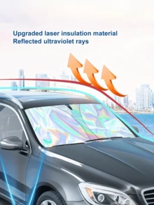 1pc Summer Foldable Car Sun Shade Umbrella, Large Size Anti-UV Sunshade Suitable For Various Car Windshields, Thick Titanium Silver Heat Insulation And UV Protection Sunshade Umbrella - A - View 3