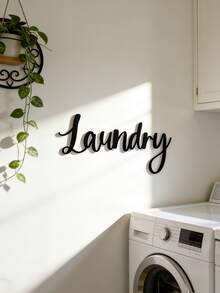 1pc Metal Wall Art Decor, Farmhouse Style Laundry Room Sign, Hanging Decoration - Suitable For Bathroom, Laundry Room, Elegant Room Decor - Black - View 9