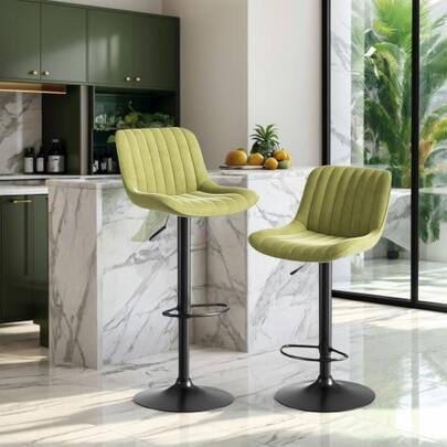 Swivel Dining Room Bar Stool, Velvet, Height Adjustable