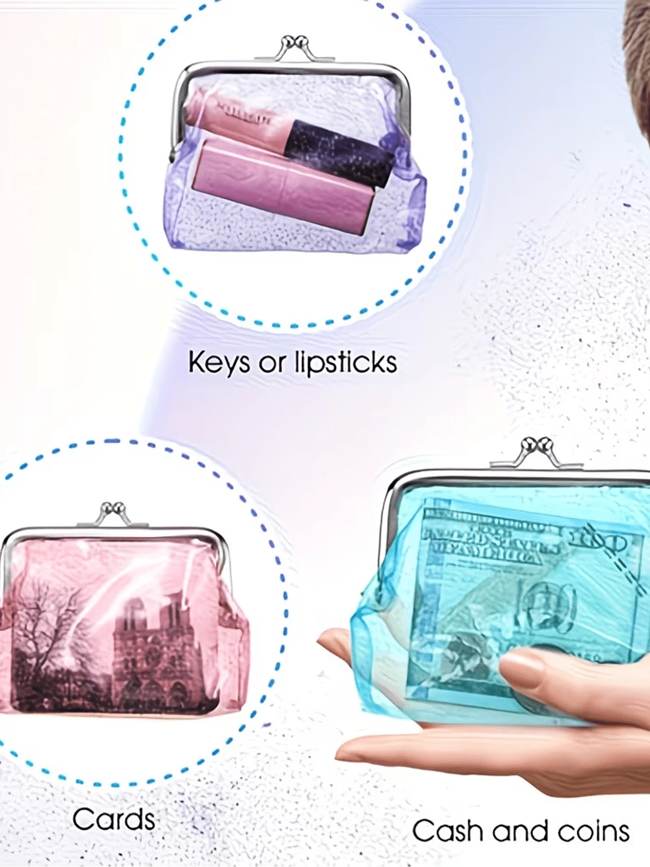 1 buah Dompet Koin PVC Transparan Modis, Tas Kecil Bermotif Bintang Berkilau Warna-warni dengan Hiasan Tarikan Resleting Manik-manik; Dompet Koin Berkilau, Dompet Mini Berkilau yang Menawan