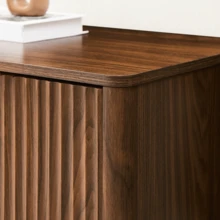 34.3" Modern Wavy Sideboard, Curved Contour Design Storage Cabinet, 2-Door Cabinet With Storage Function, Suitable For Kitchen/Bedroom/Living Room,  34.3"L X 15.7"W X 34.3"H - [核桃] - 查看 6