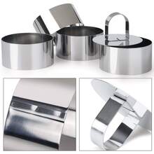 Bộ 5 khuôn bánh tròn (4 khuôn và 1 dụng cụ đẩy), khuôn mousse tráng miệng bằng thép không gỉ 3 inch kèm dụng cụ đẩy và tấm nâng, thích hợp cho nhà hàng, tiệc tùng, gia đình và tiệm bánh. - Nhiều màu - Xem 7