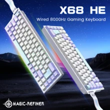 ATTACK SHARK X68HE 8KHz Rapid Trigger Mechanical Gaming Keyboard,60% Wired,Hall Effect Magnetic Switch,Adjustable Actuation,RGB Backlit,Snap Tap, RGB Backlit For PC/Mac, Gift For Kids, Holiday, Xmas Edition, New Year 2026 - Purple White/ Black/ Cheese White/ Star Black - 查看 15