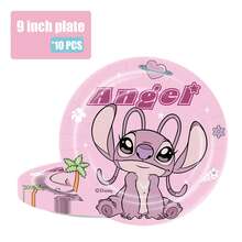 Disney Blue And Pink Stitch-Themed Birthday Party Decorations, Disposable Paper Tableware Set, Including Plates, Cups, And Napkins, Made Of And Friendly Materials (10 7-Inch Plates, 10 9-Inch Plates, 10 Cups, 20 Napkins), Suitable For Birthday Parties, Family Gatherings, Outdoor Picnics, Weddings, And Back-To-School Engagement Ceremonies... - Multicolor - View 5