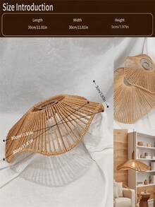 Delicate Ruffled Lamp Shade, Handwoven Boho Style Lamp Shade | Wicker Craft | Decor For Living Room, Dining Room, Bedroom | Bulb Not Included | Minimalist Packaging Design - A - View 4