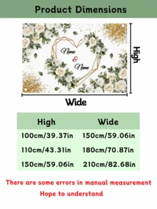 1 pieza Diseño floral blanco en forma de corazón con texto personalizado, pancarta de fondo de vinilo multifuncional y duradera, adecuada para fiesta de cumpleaños, regalo de cumpleaños, regalo del Día de San Valentín, aniversario, decoración de boda, evento en el hogar interior/exterior, decoración del hogar y accesorio de estudio fotográfico. Incluye esquinas preperforadas y cinta blanca. Disponible en 3 tamaños. Diseño plano 2D. - Multicolor - Ver 3