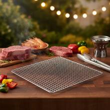 Stainless Steel Square Ribbed Grill Net For Outdoor Camping Japanese Korean Barbecue Griddle - Silver - View 4