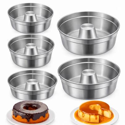 Kit 5 Formas De Bolo Numero 18 Com Tubo Assadeira Pudim Redonda Grande