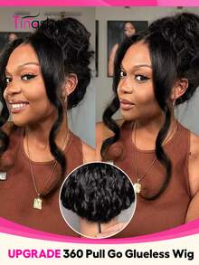 Tinashe Tóc giả ren toàn bộ 360 độ, kiểu gợn sóng, có dây rút, với các nút thắt đã được tẩy trắng, phù hợp cho trang phục Halloween, nghệ thuật vẽ móng Halloween, bảng tóc thẳng, tóc giả làm từ tóc thật không cần keo, trang điểm Halloween, kiểu tóc tiên nữ cosplay, cô dâu nàng tiên cá, tóc giả màu đen, phụ kiện tóc. - SNatural - Xem 1